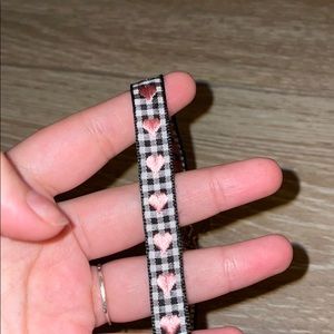 Plaid and Pink hearts choker